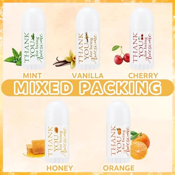 Swiffen 50 PCS THANK YOU GIFTS MINI LIP BALM PACK LIP MOISTURIZER ASSORTED FLAVORS DRY LIP CARE PRODUCTS FOR TEACHER BABY SHOWER COWORKERS FRIEND - Image 3